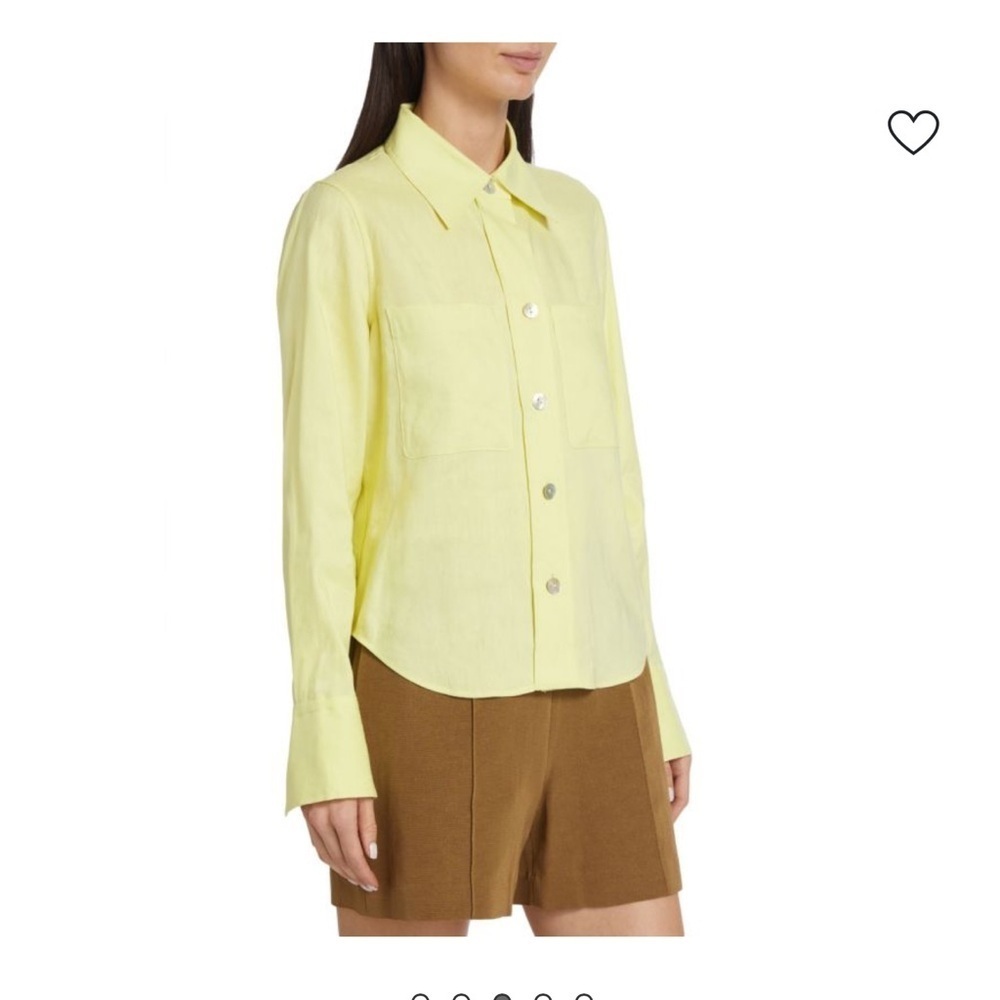 Vince Long-Sleeve Linen-Blend Button-Front Shirt